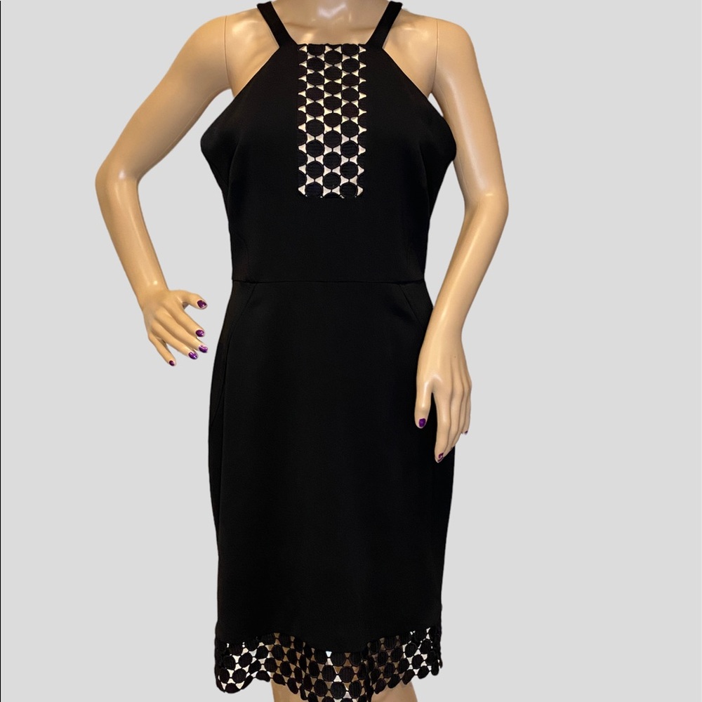 Laundry by Shelli Segal Black High Neck Fully Lined Cocktail Party Dress 8 EUC